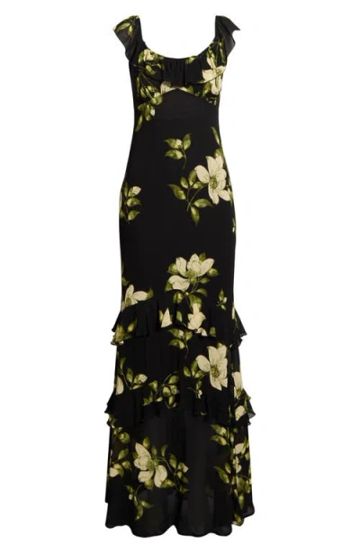 Reformation Tripoli Ruffle Tiered Maxi Dress In Black