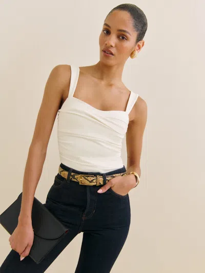 Reformation Trish Knit Top In Fior Di Latte