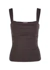 Reformation Trish Ruched Stretch-cotton Top In Brown