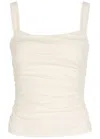 Reformation Trish Ruched Stretch-cotton Top In Neutral