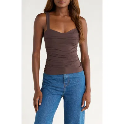 Reformation Trish Ruched Tank In Brown