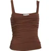 Reformation Trish Ruched Tank In Brown