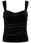 Reformation Trish Ruched Velvet Tank In Black