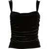 Reformation Trish Ruched Velvet Tank In Black