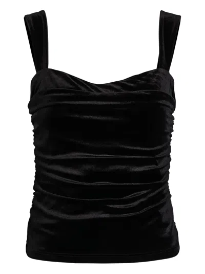 Reformation Trish Ruched Velvet Tank In Black