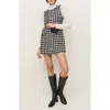 Reformation Tropez Check Tweed Shift Dress In Black Check