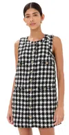 Reformation Tropez Check Tweed Shift Dress In Black Check