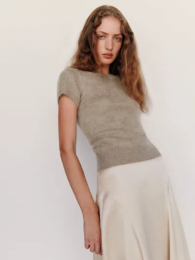 Reformation T-shirt En Cachemire Brossé Darcy Naturel L In Neutral