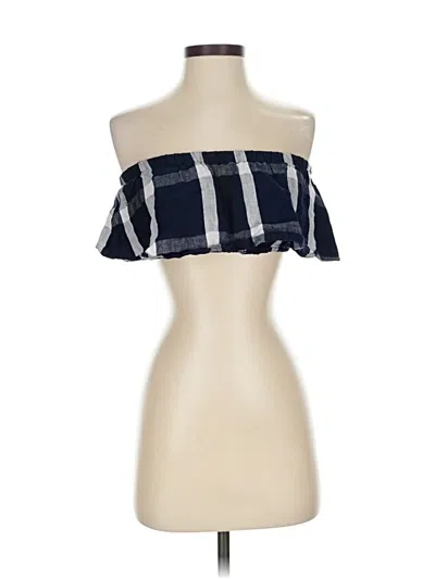 Pre-owned Reformation Tube Top Blue Stripes Pattern Strapless Neckline Tops
