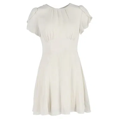 Reformation Tulip Sleeve Mini Dress In White Viscose In Gray