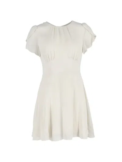Pre-owned Reformation Tulip-sleeve Mini Dress In Neutral