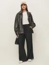 Reformation Tully Pant In Black And White Stripe