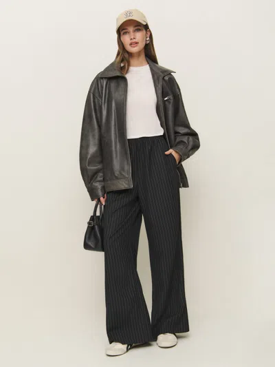 Reformation Tully Pant In Black And White Stripe