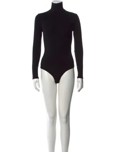 Pre-owned Reformation Turtleneck Long Sleeve Bodysuit In Black
