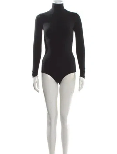 Pre-owned Reformation Turtleneck Long Sleeve Bodysuit In Black