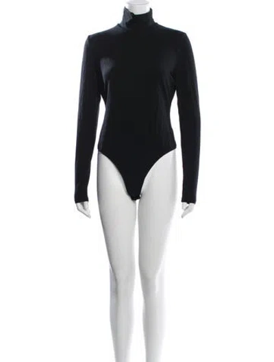 Pre-owned Reformation Turtleneck Long Sleeve Bodysuit In Black