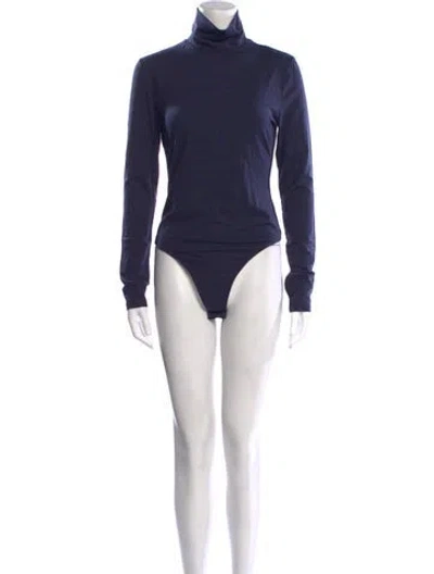 Pre-owned Reformation Turtleneck Long Sleeve Bodysuit In Blue