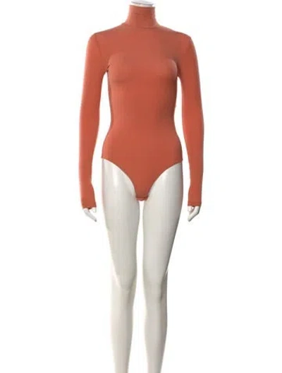 Pre-owned Reformation Turtleneck Long Sleeve Bodysuit In Orange