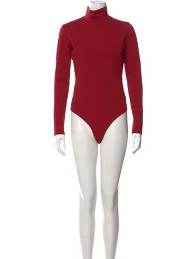 Pre-owned Reformation Turtleneck Long Sleeve Bodysuit In Red