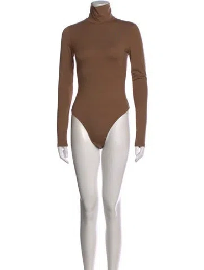 Pre-owned Reformation Turtleneck Long Sleeve Bodysuit W/ Tags In Brown