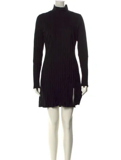 Pre-owned Reformation Turtleneck Mini Dress In Black