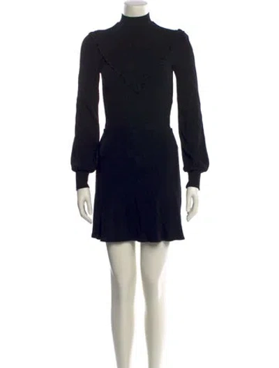 Pre-owned Reformation Turtleneck Mini Dress In Black