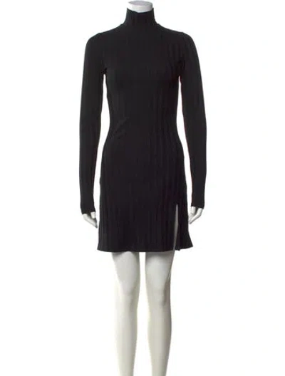 Pre-owned Reformation Turtleneck Mini Dress In Black
