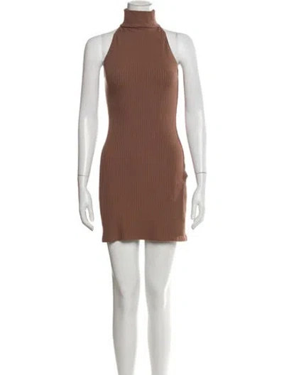 Pre-owned Reformation Turtleneck Mini Dress In Brown