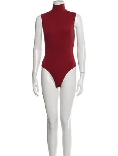 Pre-owned Reformation Turtleneck Sleeveless Bodysuit In Red