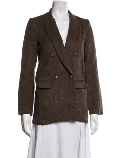 Pre-owned Reformation Tweed Pattern Blazer In Brown