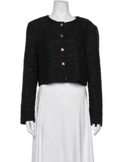 Pre-owned Reformation Tweed Pattern Evening Jacket In Black