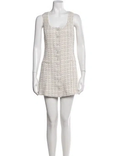 Pre-owned Reformation Tweed Pattern Jacket In Metallic/white