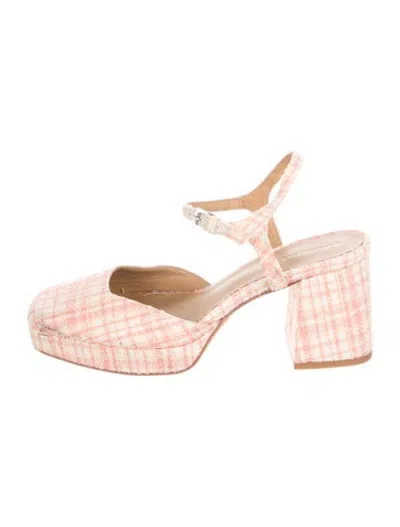 Pre-owned Reformation Tweed Tweed Pattern Slingback Pumps In Pink