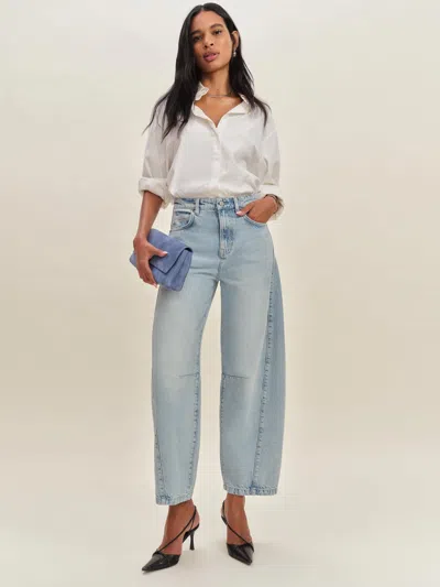 Reformation Tyler Mid Rise Barrel Jeans In Blue