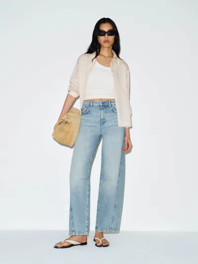 Reformation Tyler Mid Rise Barrel Jeans Blue 33