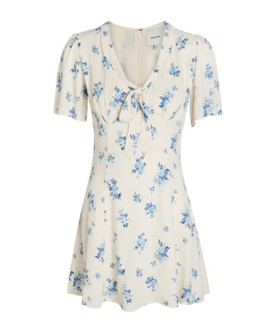 Reformation Tyra Floral-print Crepe Mini Dress In White