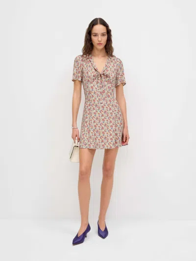 Reformation Tyra Floral Tie Front Minidress In Multi