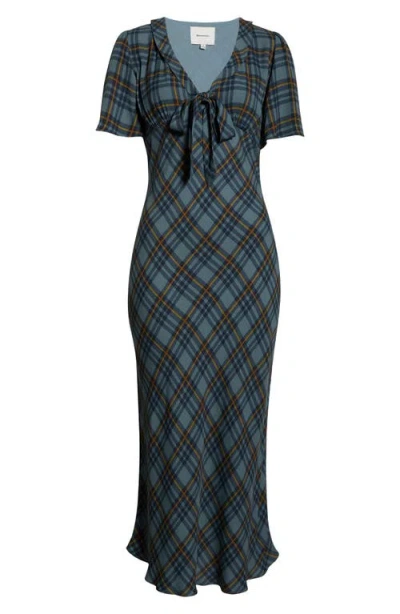 REFORMATION REFORMATION TYRA PLAID CREPE MIDI DRESS