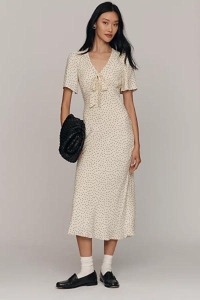 Reformation Tyra Short-sleeve V-neck Midi Dress In White