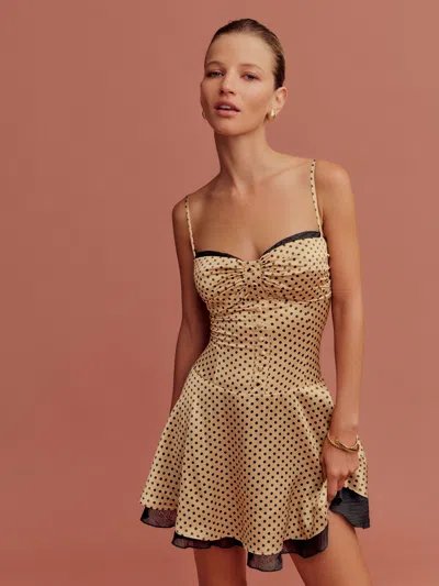 Reformation Ursula Silk Dress In Alder Dot