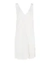 Reformation V-neck Low Back Sleeveless Dress In Off-white Cotton In White