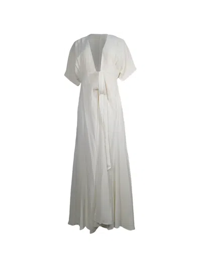 Pre-owned Reformation V-neck Wrap Dress In Neutral