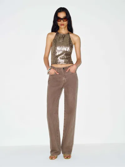 Reformation Val 90s Mid Rise Straight Jeans Brown Denim 32