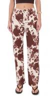 Reformation Val 90s Mid Rise Straight Jeans Cowhide Print In Brown