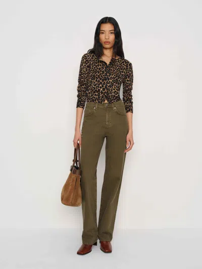 Reformation Val 90s Mid Rise Straight Jeans Green Denim 33