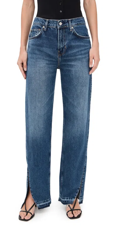 REFORMATION VAL 90S MID RISE STRAIGHT JEANS MAGGIORE VENTED LET DOWN HEM