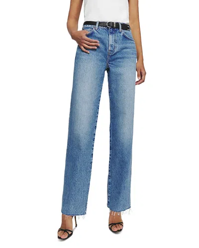 Reformation Val 90s Mid Rise Straight Long Inseam Jeans In Colorado In Blue