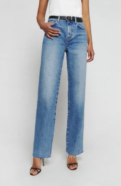 REFORMATION VAL '90S RAW HEM MID RISE RELAXED STRAIGHT LEG JEANS