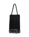 Reformation Valentina Mini Beaded Satin Shoulder Bag In Black
