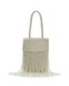 Reformation Valentina Mini Beaded Satin Shoulder Bag In Neutral